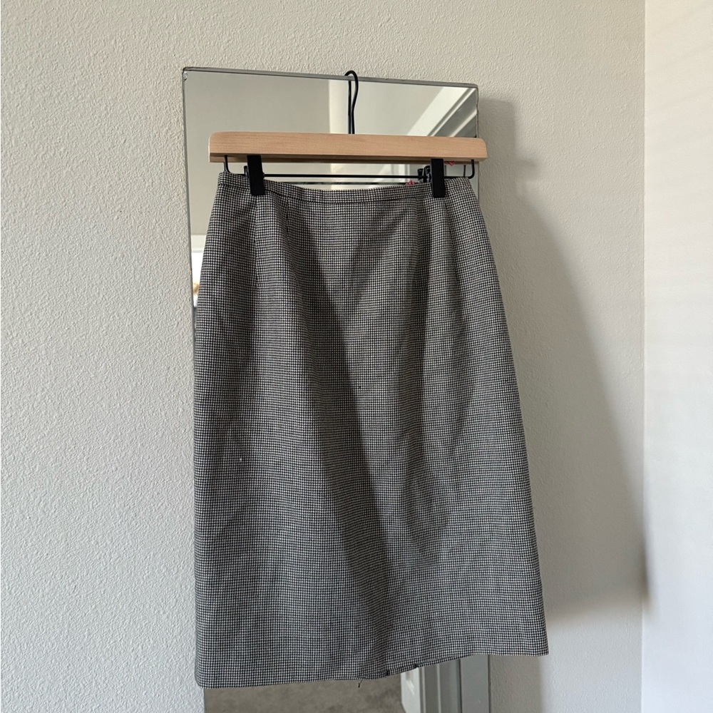 Vintage 100% Wool Houndstooth Pencil Skirt